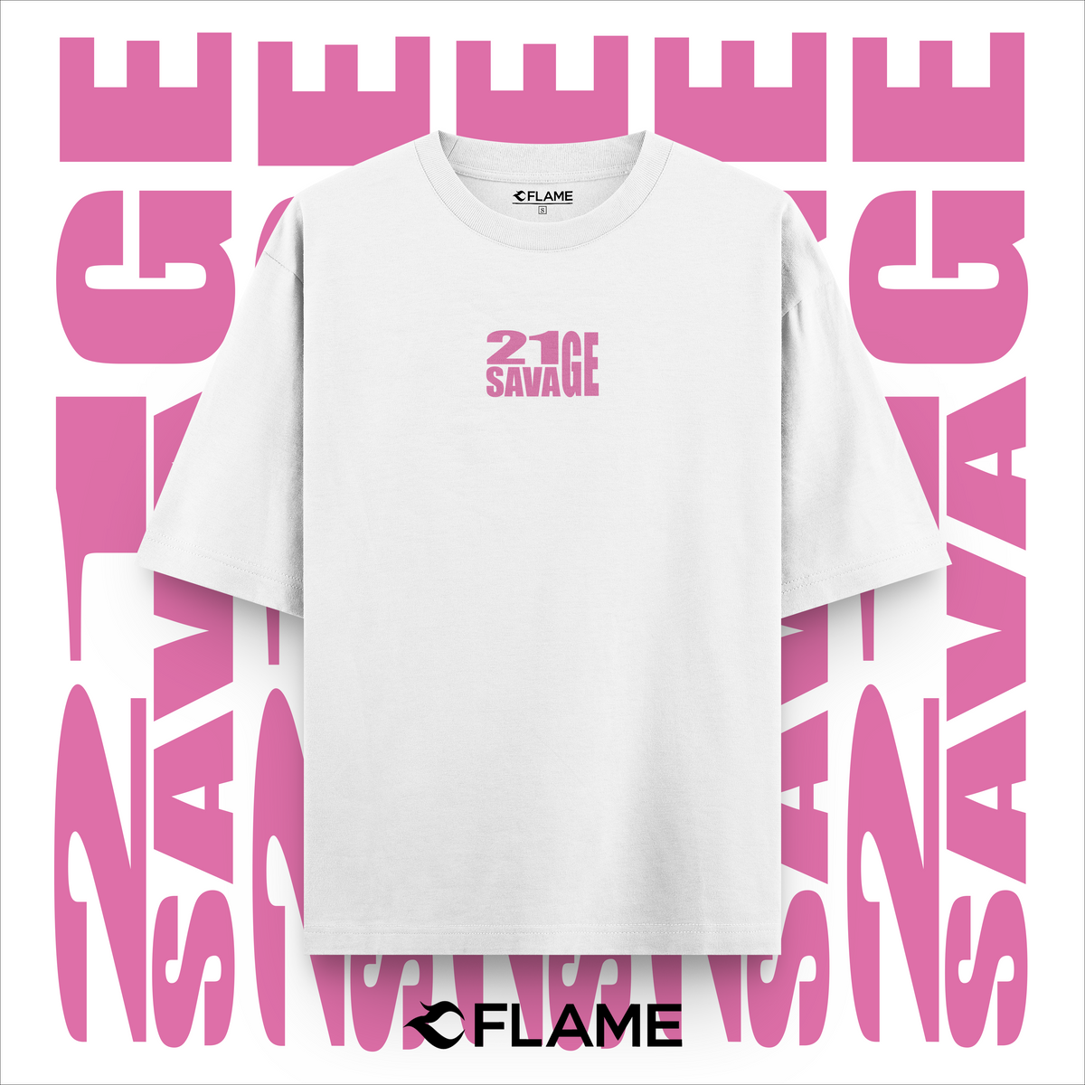 21 SAVAGE Pink Type T-shirt Oversize