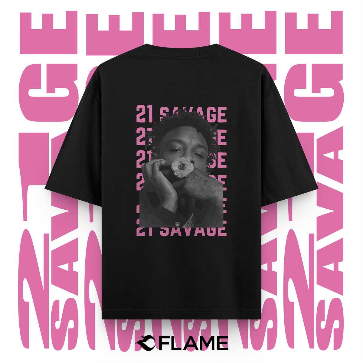 21 SAVAGE Pink Type T-shirt Oversize