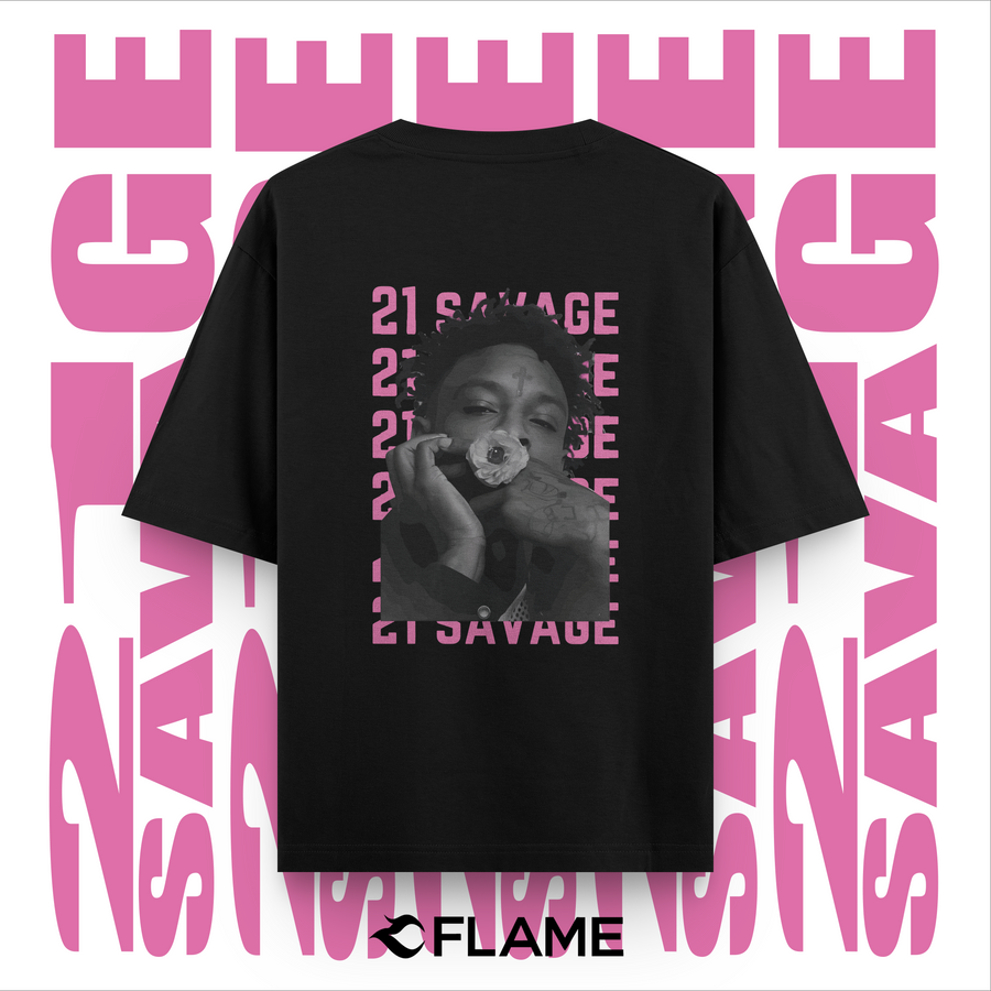21 SAVAGE Pink Type T-shirt Oversize