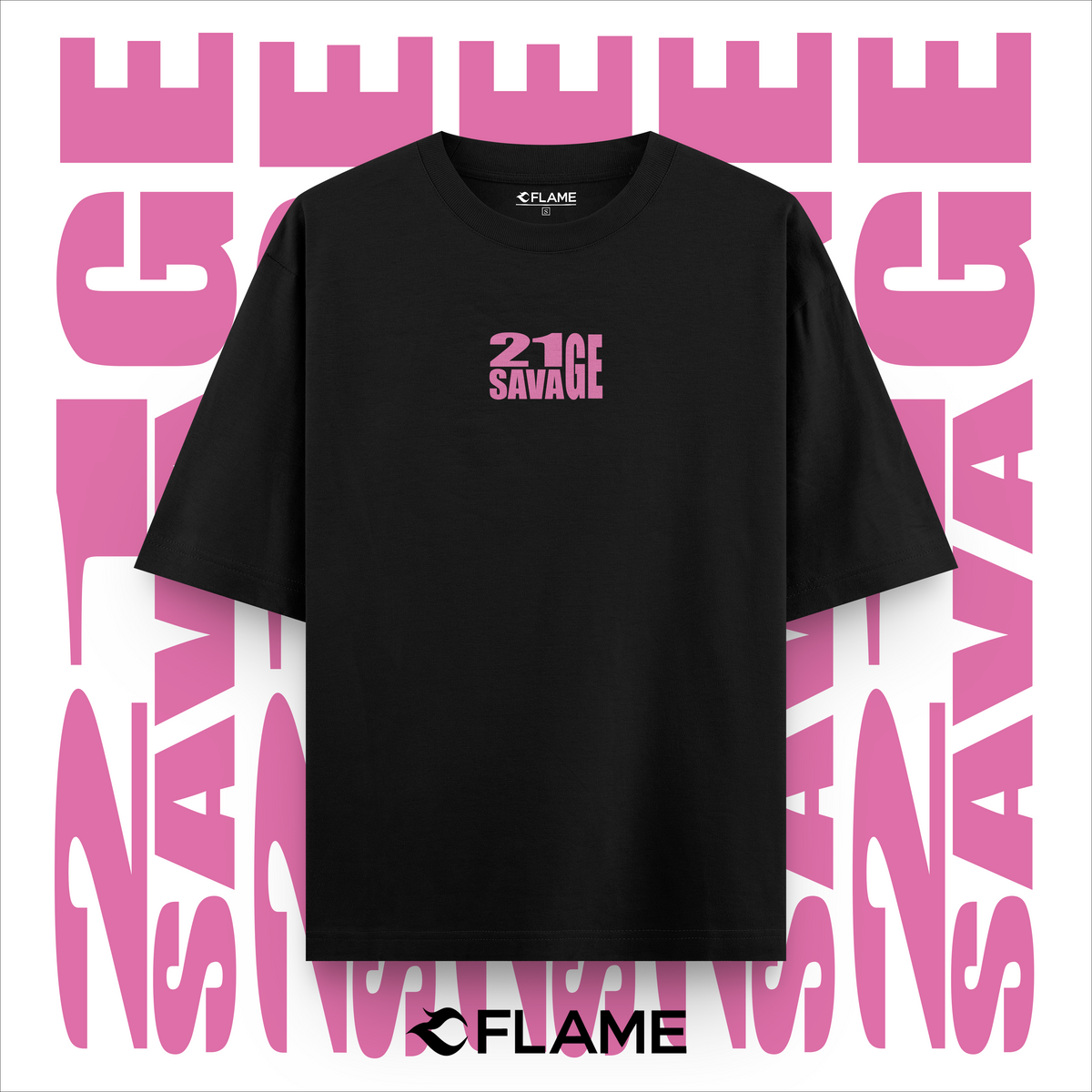 21 SAVAGE Pink Type T-shirt Oversize