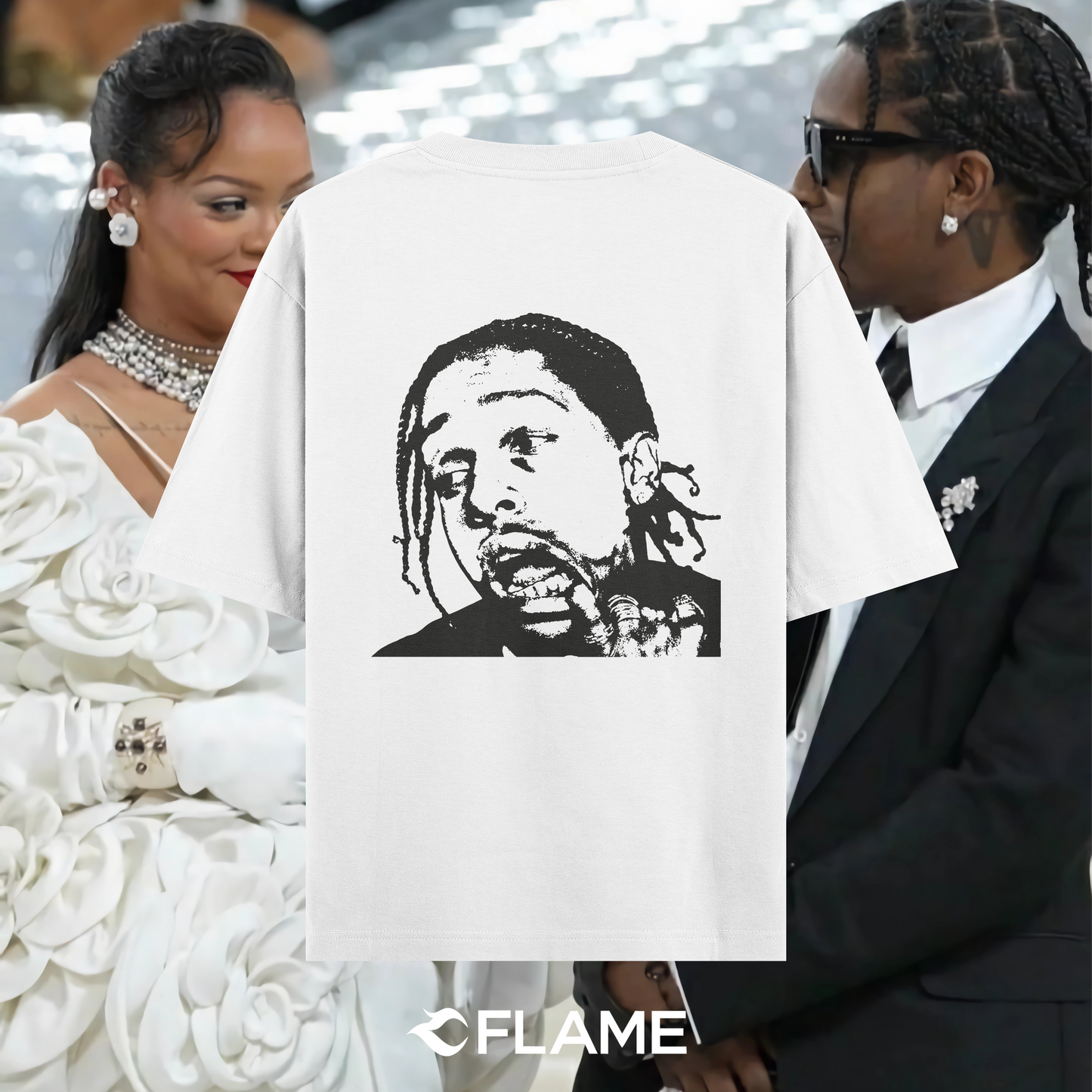 A$AP ROCKY X RIHANNA What's up Riri/Rocky T-shirt Oversize